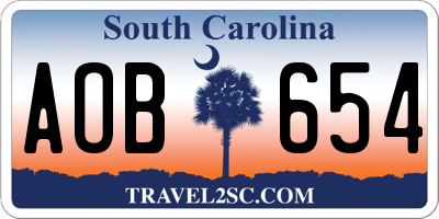 SC license plate AOB654