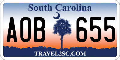 SC license plate AOB655
