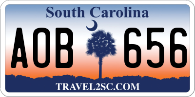 SC license plate AOB656