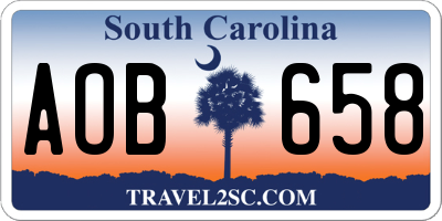 SC license plate AOB658