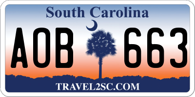 SC license plate AOB663