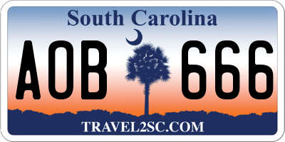 SC license plate AOB666