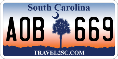 SC license plate AOB669