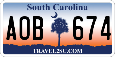 SC license plate AOB674