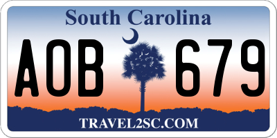 SC license plate AOB679