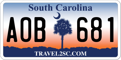 SC license plate AOB681