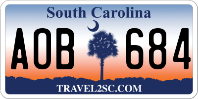 SC license plate AOB684