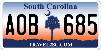 SC license plate AOB685