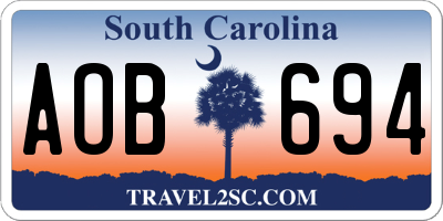 SC license plate AOB694