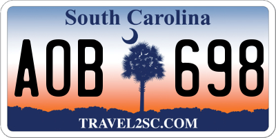 SC license plate AOB698