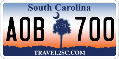 SC license plate AOB700