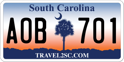 SC license plate AOB701