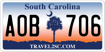SC license plate AOB706