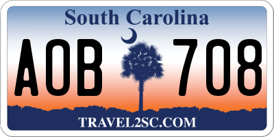 SC license plate AOB708