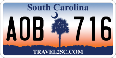 SC license plate AOB716