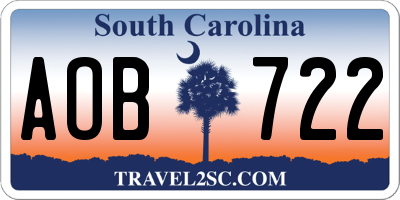 SC license plate AOB722