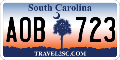 SC license plate AOB723