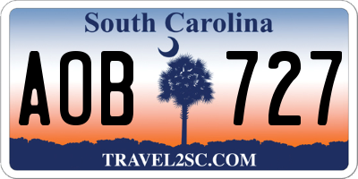 SC license plate AOB727