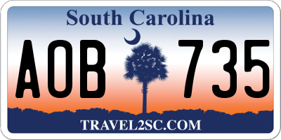 SC license plate AOB735