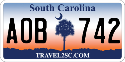 SC license plate AOB742
