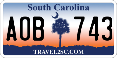 SC license plate AOB743