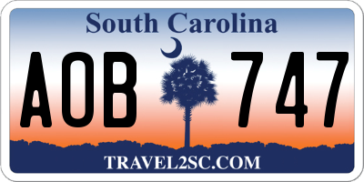 SC license plate AOB747