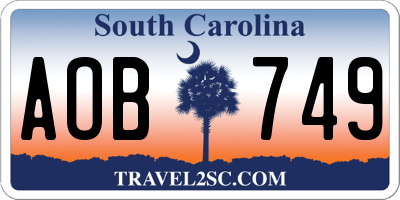 SC license plate AOB749