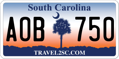 SC license plate AOB750
