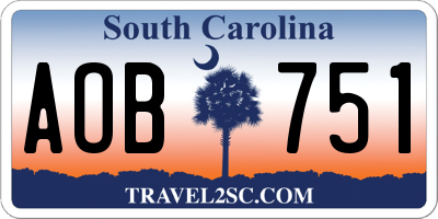 SC license plate AOB751