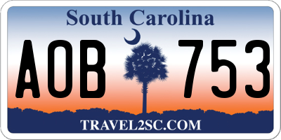 SC license plate AOB753