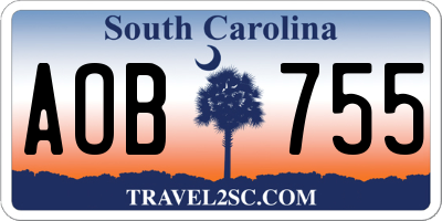 SC license plate AOB755