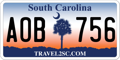 SC license plate AOB756