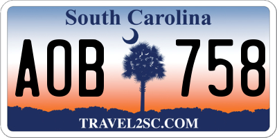 SC license plate AOB758