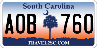SC license plate AOB760