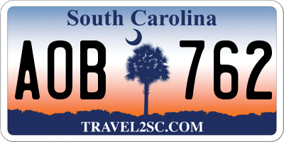 SC license plate AOB762