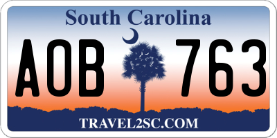 SC license plate AOB763