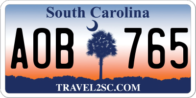 SC license plate AOB765