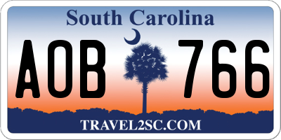SC license plate AOB766