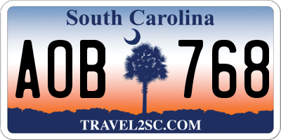 SC license plate AOB768