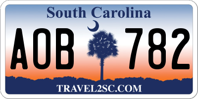 SC license plate AOB782