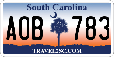 SC license plate AOB783