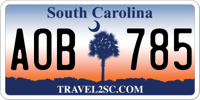 SC license plate AOB785
