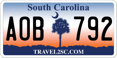 SC license plate AOB792