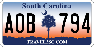 SC license plate AOB794