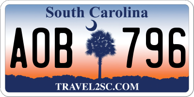 SC license plate AOB796