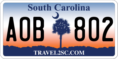 SC license plate AOB802