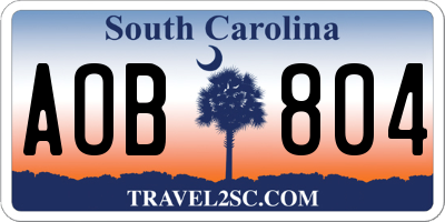 SC license plate AOB804