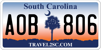 SC license plate AOB806