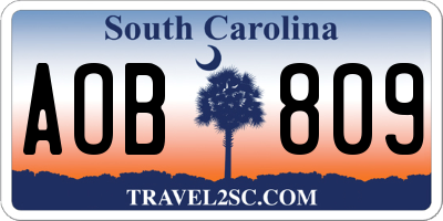 SC license plate AOB809