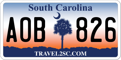 SC license plate AOB826